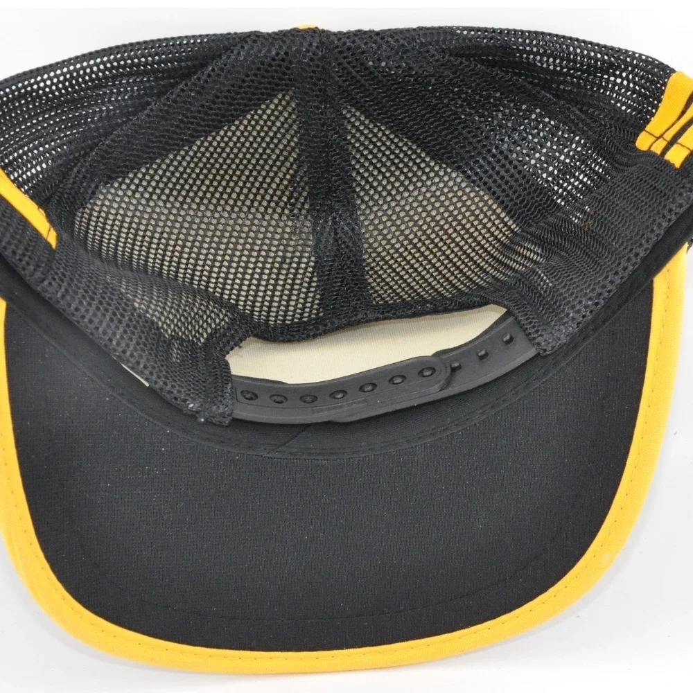 Pem-Brand Trucker Hat OSFM Black Yellow 3 Stripes Iron Workers Local 771 Vintage